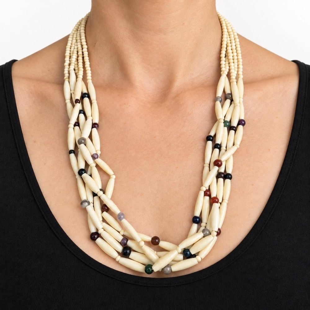 Unbranded Statement Necklace Womens OS Cream Excellent Buffalo Bone Vintage